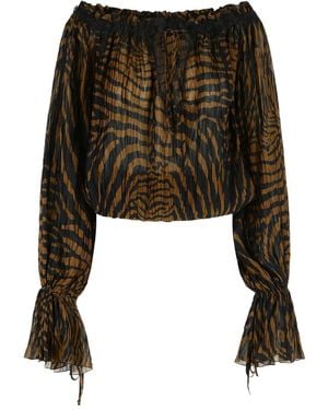 Blumarine Print Chiffon Top - Black