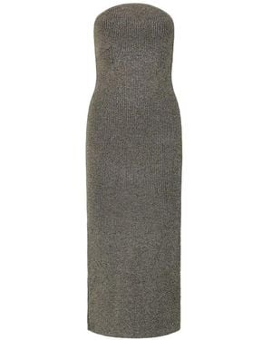 KHAITE Ribgebreide Strapless Midi-Jurk - Wit