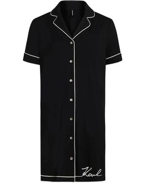 KARL LAGERFELD Signature Pyjama Shirt Dress - Black