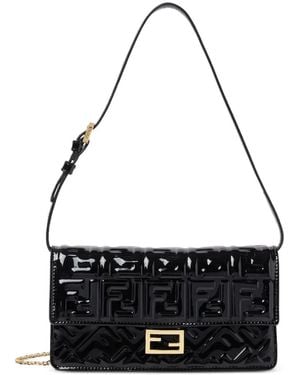 Fendi Baguette Clutch Mit Ff-Prägung - Schwarz