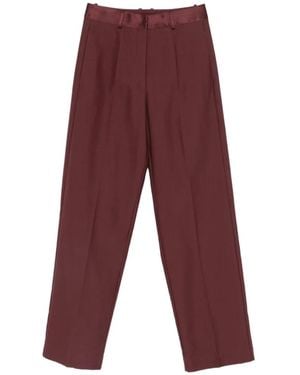 forte_forte Satin-Waistband Pressed-Crease Trousers - Red