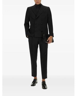 Dolce & Gabbana Pleated Satin-Trim Tailored Pants - Black