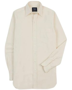 Drake's Long Point-Collar Shirt - White