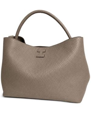 Iacucci Logo-Patch Pebbled Tote Bag - Brown