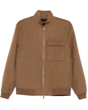 Paltò Zip-Up High-Neck Jacket - Brown