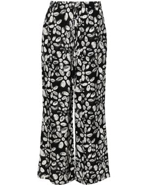 Marni Floral Crepe Straight Trousers - Black