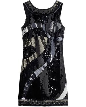 Emilio Pucci Robe Courte Sans Manches À Sequins - Noir