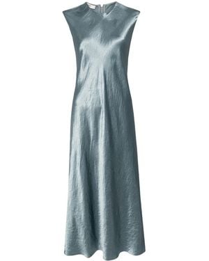 Vince Bias Crew Neck Cap Sleeve Dress - Blue