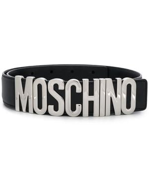 Moschino Ceinture À Plaque Logo - Noir
