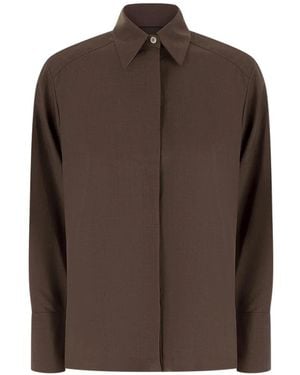 Cruna Camicia Sara Con Abbottonatura Nascosta - Marrone