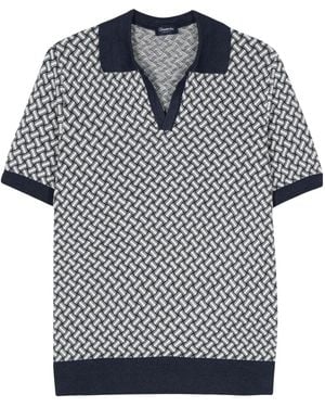 Drumohr Patterend-Jacquard Polo Shirt - Black
