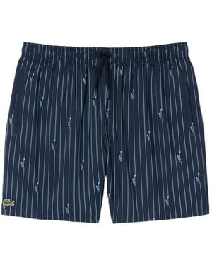 Lacoste Pinstripe-Pattern Swim Shorts - Blue