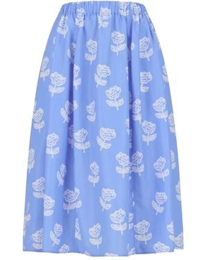 Marni Floral-Print Midi Skirt - Blue