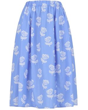 Marni Floral-Print Midi Skirt - Blue