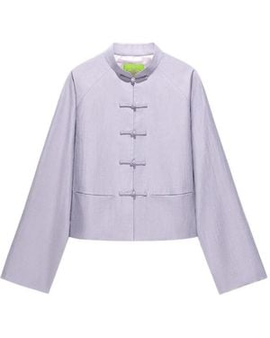 Shanghai Tang Mandarin-Collar Jacket - Purple