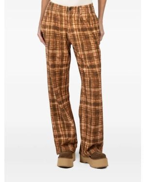 R13 Pleated Checked Pants - Brown