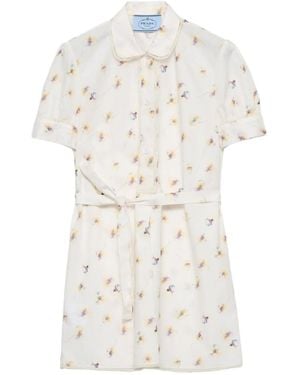Prada Floral Print Dress - White