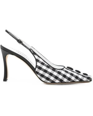 Manolo Blahnik Alexa Check-Pattern Heeled Court Shoes - White