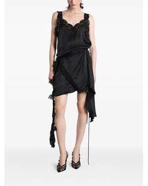 ANGELICA MONTINI STUDIOS Viv Lace-Trim Asymmetric Mini Dress - Black