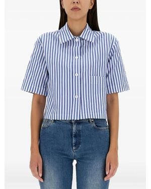 Margaret Howell Striped Short-Sleeve Shirt - Blue
