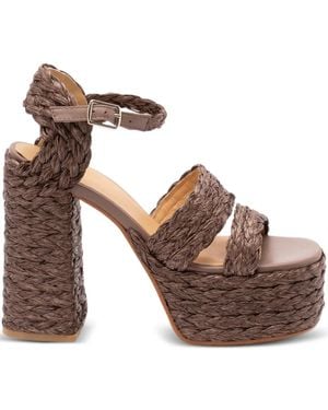 Castañer Platform Raffia Espadrilles - Brown