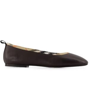 Burberry Robin Check-Trim Ballet Flats - White