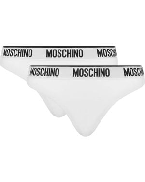 Moschino Logo-Waistband Thongs (Pack Of Two) - White