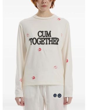 Carne Bollente Cum Again? Slogan-Print Long-Sleeve T-Shirt - Grey