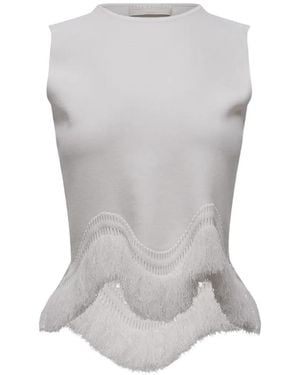 Ulla Johnson Koa Fringed-Trim Top - Grey