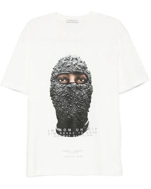ih nom uh nit Mask-Print T-Shirt - White