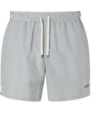 ZEGNA Striped Swim Trunks - Grey