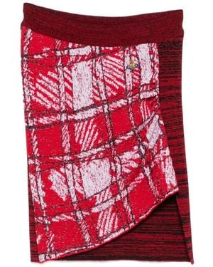 Vivienne Westwood Check-Panel Asymmetric Mini Skirt - Red