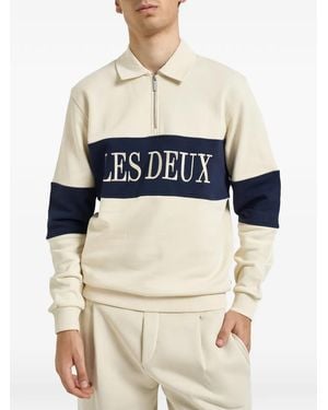 Les Deux Logo-Embroidered Colour-Block Sweatshirt - Blue
