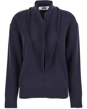 Grifoni Pullover mit tiefen Schultern - Blau