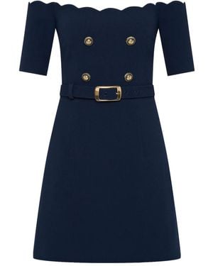 Rebecca Vallance Off Shoulder Belted Dress - Blue