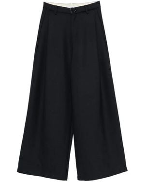 ELEH Pleated Wide-Leg Pants - Blue