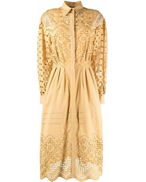 Alberta Ferretti Broderie Anglaise Shirtdress - Natural