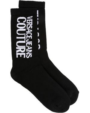 Versace Jeans Couture Intarsia-Knit Logo Socks - Black