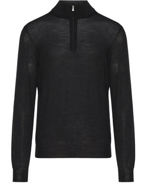 Gran Sasso Half-Zip Fine-Knit Jumper - Black