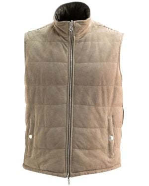 Barba Napoli Zip-Up Quilted Gilet - Natural