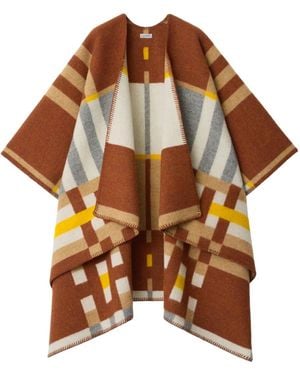 Burberry Colour-Block Checked Cape - Brown