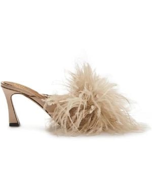 Atp Atelier Ziano Ostrich-Feather Slides - Natural