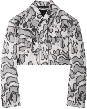 Stella McCartney Moth Patterned-Jacquard Cropped Jacket - Natural