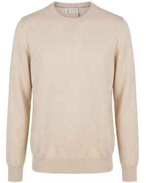 Brunello Cucinelli Crew-Neck Cashmere Jumper - White