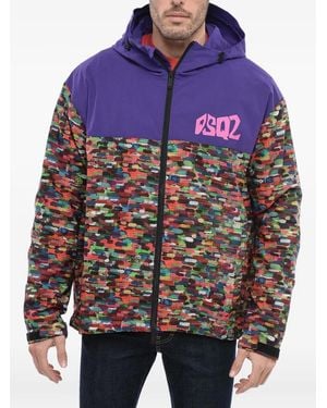 DSquared² Logo-Print Panelled Jacket - Blue