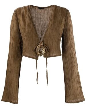 HAMOULET Hadar Bell-Sleeve Embellished Blouse - Green