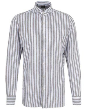 Luigi Borrelli Napoli Chemise Rayée À Logo Brodé - White
