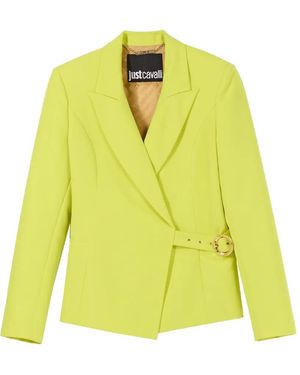 Just Cavalli Buckle-Fastening Blazer - Yellow