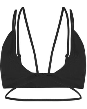 ANDREADAMO Ribbed Strap-Detail Bra - Black