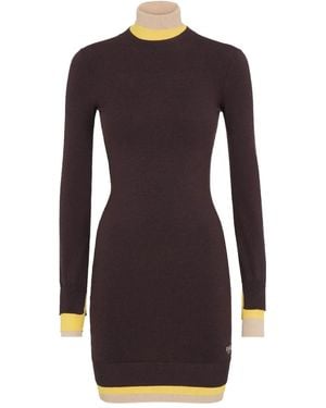 Fendi Contrasting-Trim Dress - Purple